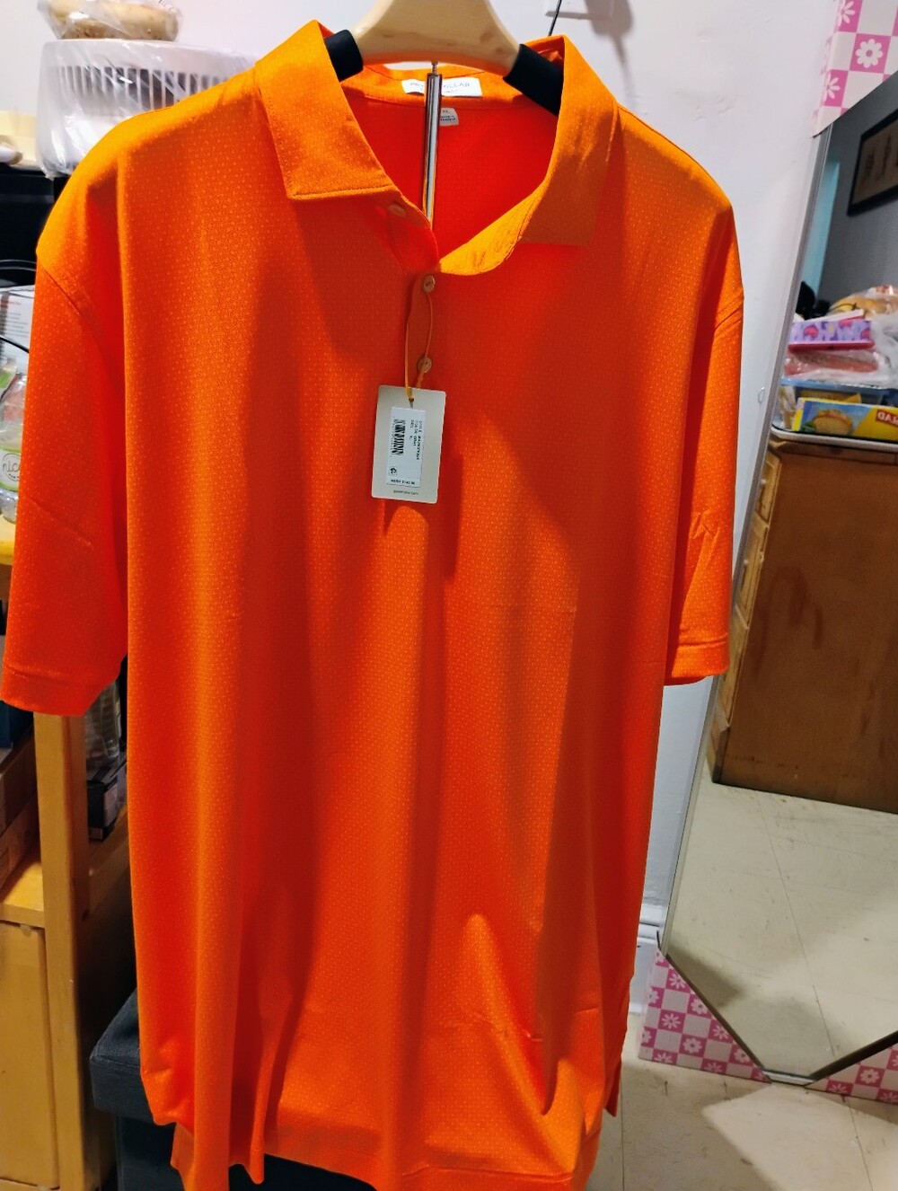 Men's Peter Millar Orange Short Sleeve Performance Polo Size: XL NWT